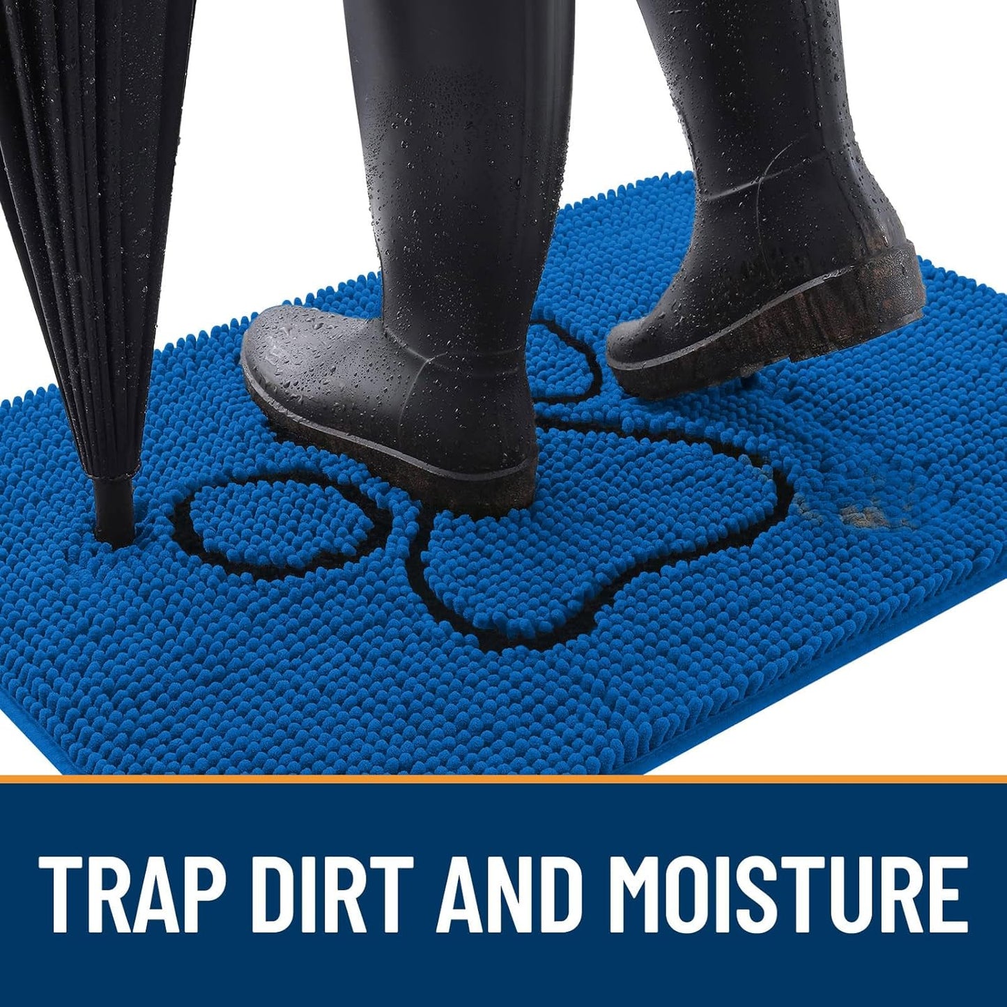 OLANLY Dog Door Mat - Absorbent Muddy Paws Doormat | Non-Slip Chenille, 36x24, Deep Navy Blue