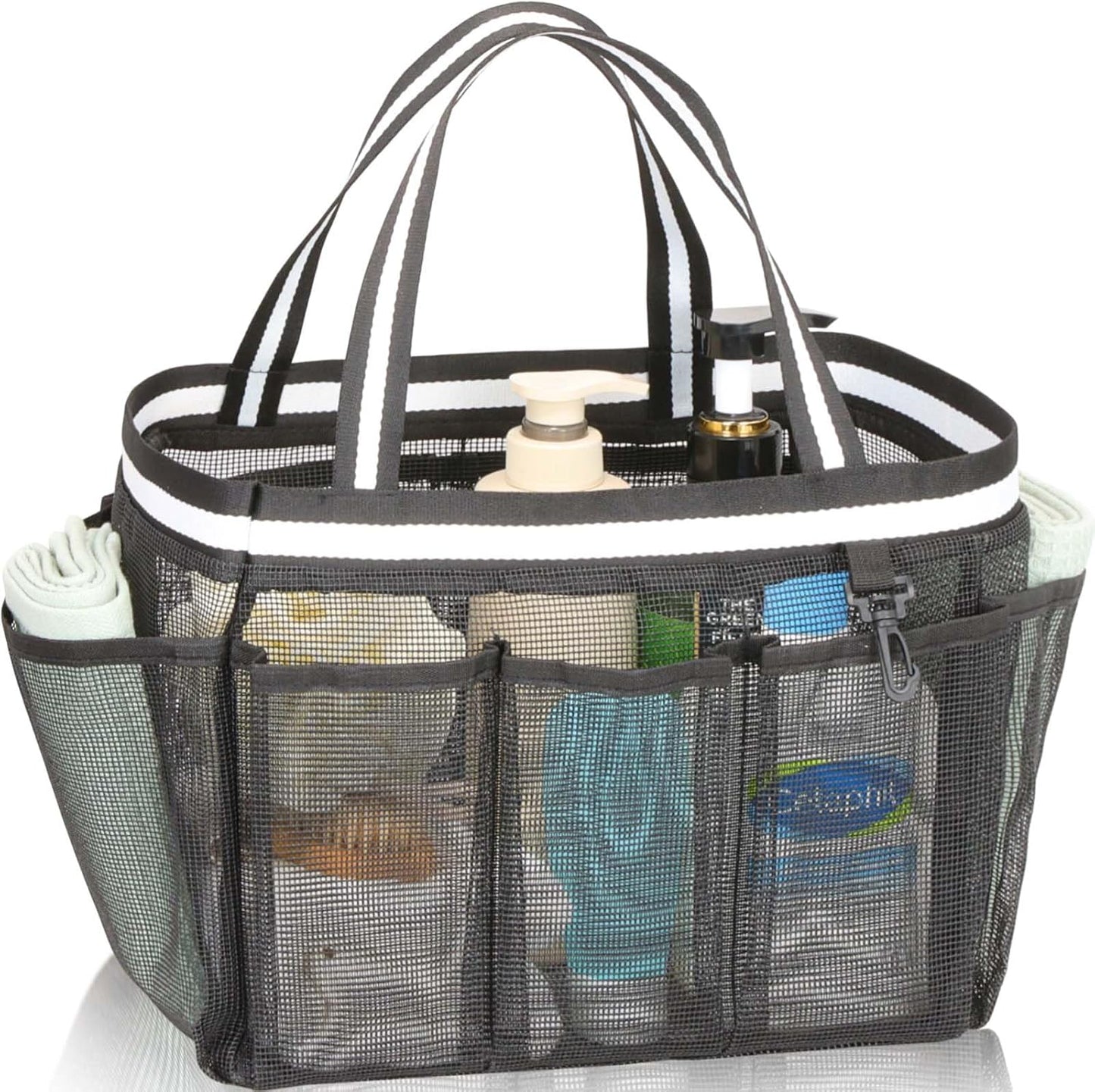 Skiennix XL Mesh Shower Caddy - Portable Shower Bag for College, Camping, Travel & Gym | Black
