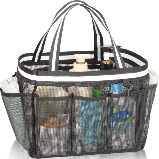 Skiennix XL Mesh Shower Caddy - Portable Shower Bag for College, Camping, Travel & Gym | Black