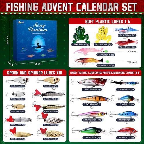 Fishing Advent Calendar 2025 - 24 Days of Premium Fishing Lures | Perfect Gift for Men & Teens