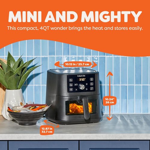 Instant Pot Vortex 4Qt Mini Air Fryer - 6-in-1 Versatile Cooking Options | Black Finish