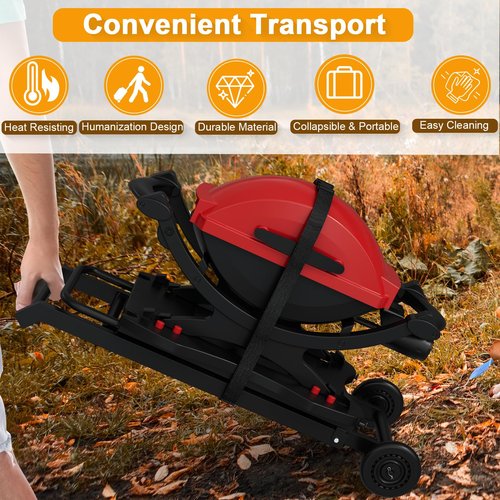 Foldable Grill Stand with Transport Handle for Weber Outdoor Electric Q Series Portable Grill Cart Table for Weber Q1000 Q1200 Q2000 Q2200 Gas Grills