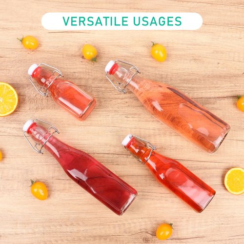 CAKKVDE 12 Pack 8oz Swing Top Glass Bottles,Flip Top Glass Bottle,Square Bottles with Airtight Stoppers for Kombucha, Kefir, Vanilla Extract, Beer