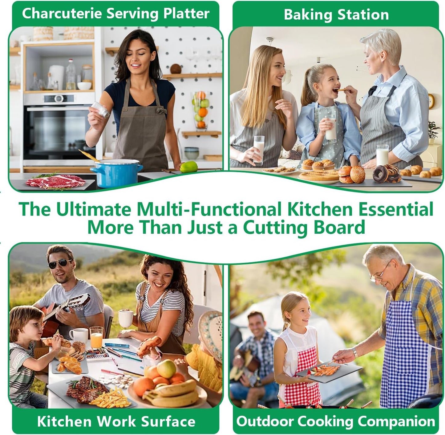 Titanium Cutting Boards Set of 3 - Double-Sided Pure Titanium | Easy to Clean & Dishwasher Safe