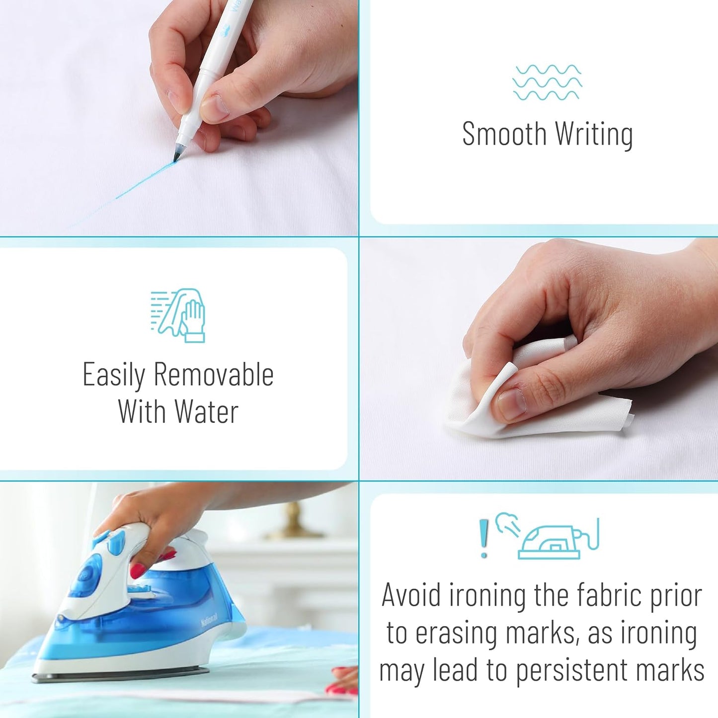 Mr. Pen Fabric Markers - Erasable & Water Soluble, 5 Pack in Blue | Perfect for Sewing Projects