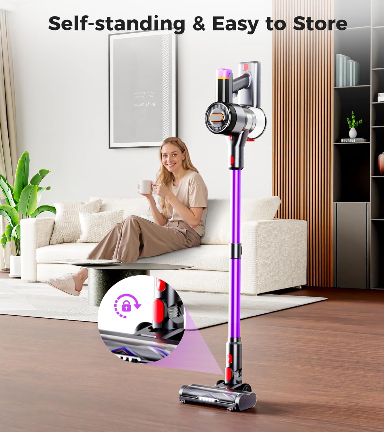 Skiennix Cordless Vacuum Cleaner - 550W Powerful Suction, 60-Minute Runtime, LED Display, 8-in-1 Design for Home & Pet Hair
