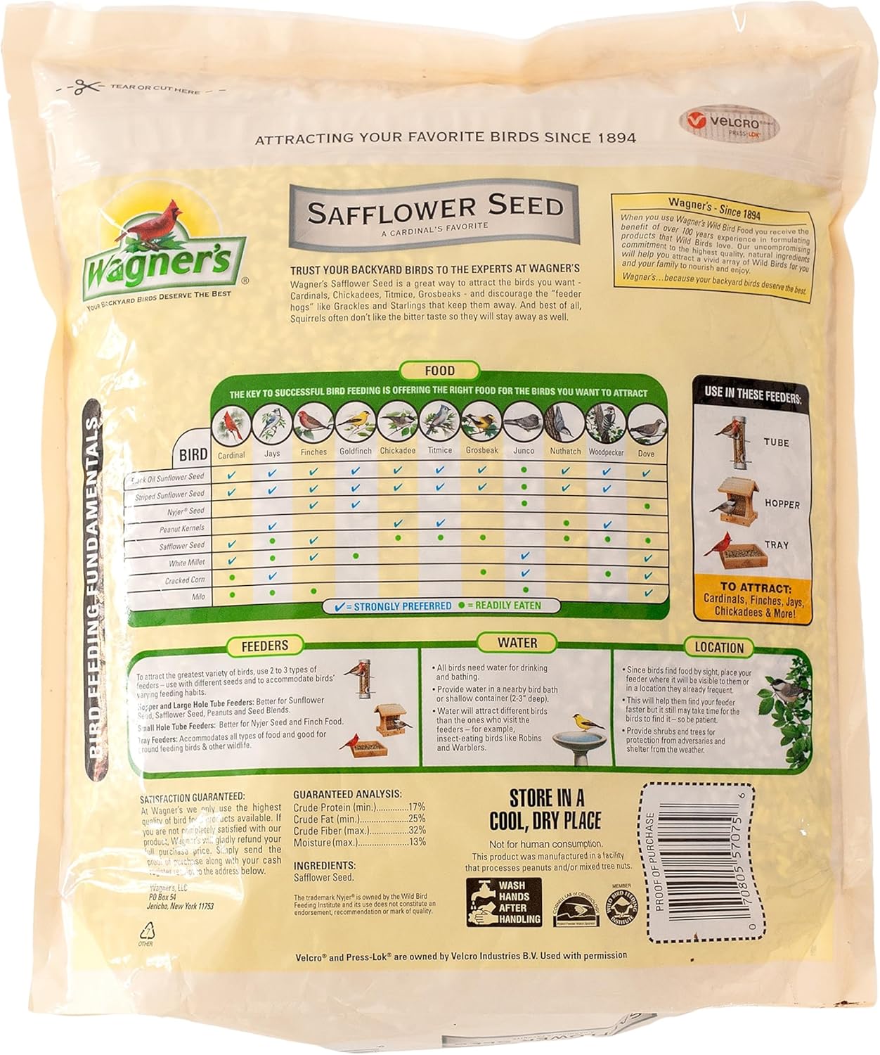 Wagner's Safflower Seed Wild Bird Food - Premium 5 Pound Bag for Attracting Birds