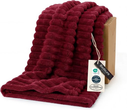 Bedsure GentleSoft Fleece Blanket - Cozy Deep Red Throw for Couch, Perfect Size 50x70 Inches