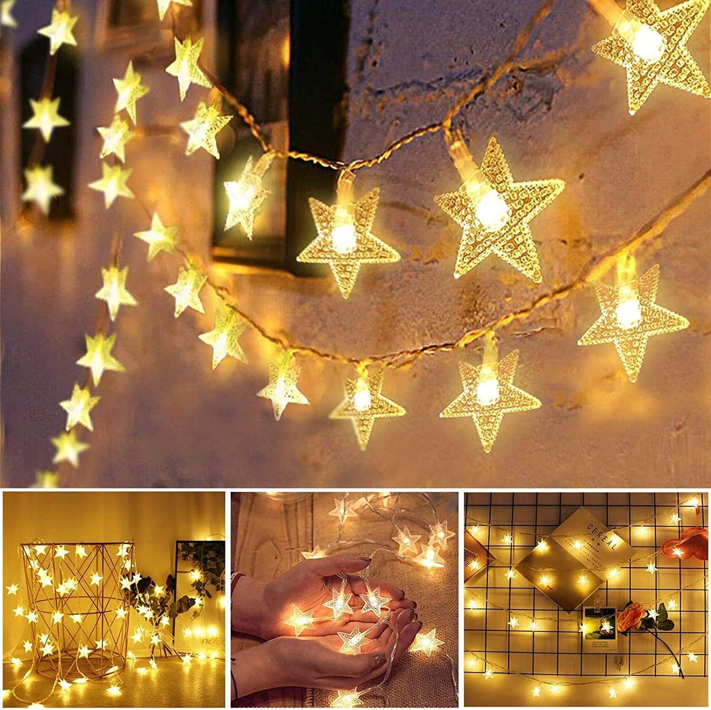 33ft 80 LED USB Star String Lights – Warm White Fairy Lights for Bedroom, Wedding, Party, Christmas, Indoor & Outdoor Decoration