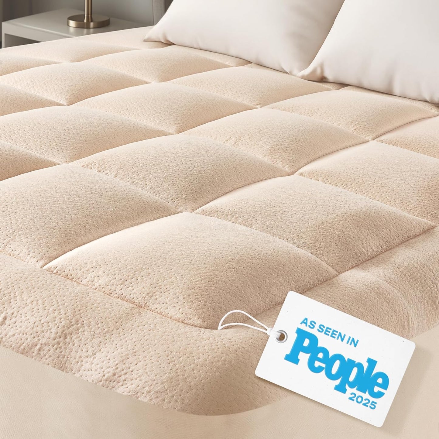Niagara Ultra Soft Mattress Topper - Bamboo Viscose Pillow Top for Back Pain Relief | Twin XL, Naturally Cooling, Beige, Fits 6-18" Mattresses