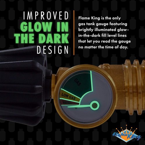 Flame King Propane Tank Gauge - Color-Coded & Glow in The Dark Level Indicator for BBQ, RV, Heater