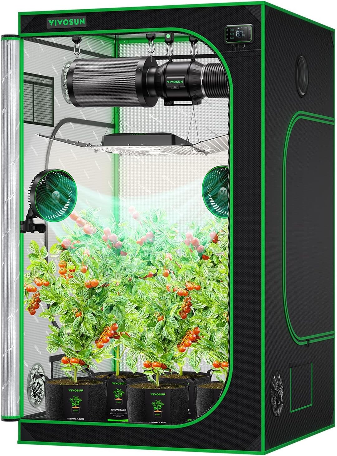 VIVOSUN 4x4 Grow Tent - High Reflective Mylar with Observation Window & Floor Tray | 48"x48"x80" for Hydroponics
