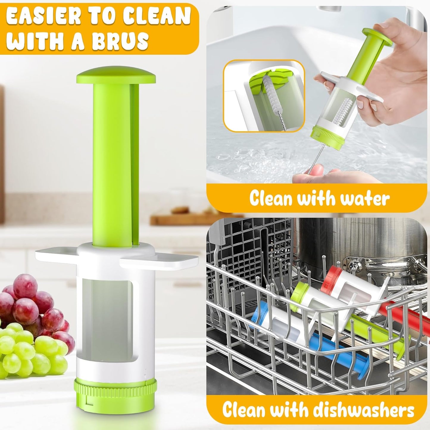Skiennix Grapes Cutter for Toddlers - Safe Fruit & Veggie Slicer with Green CrossBlade Container