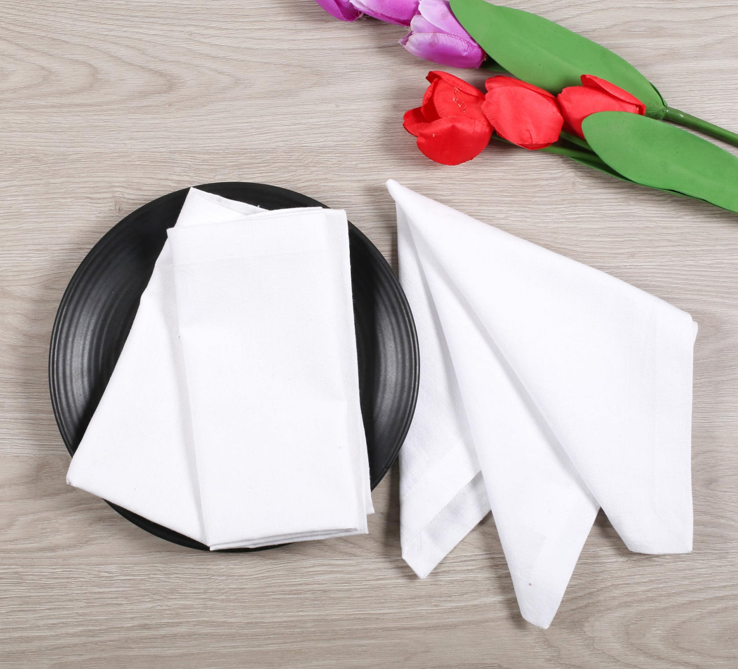 Lightnpro Decorative Cloth Dinner Napkins with Hemstitched, Wedding, Cocktail & Party Napkins, Mitered Corners, Machine Washable, 12 Elegant Table Napkins for Special Occasions - 18x18 Inch White