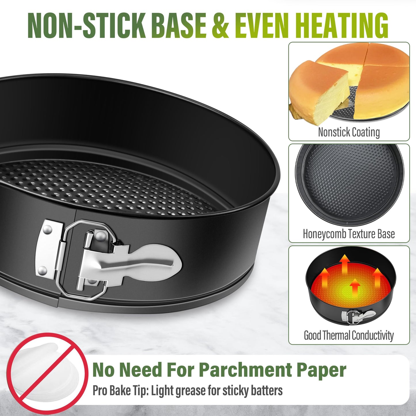 Vakoo Springform Pan - Available in 4, 7, 9, 10 Inch, Nonstick, Leakproof Cheesecake Pan for Baking, Easy Release, No Parchment Paper Needed - 7 Inch