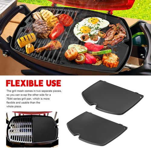 GGC 6558 Griddle for Weber Q100 Q120 Q1000 Q1200 Series Grills, Cast Iron Grill Parts for Weber Q100 Grills, 12.6" x 8.6" Cooking Griddle for Weber Baby Q