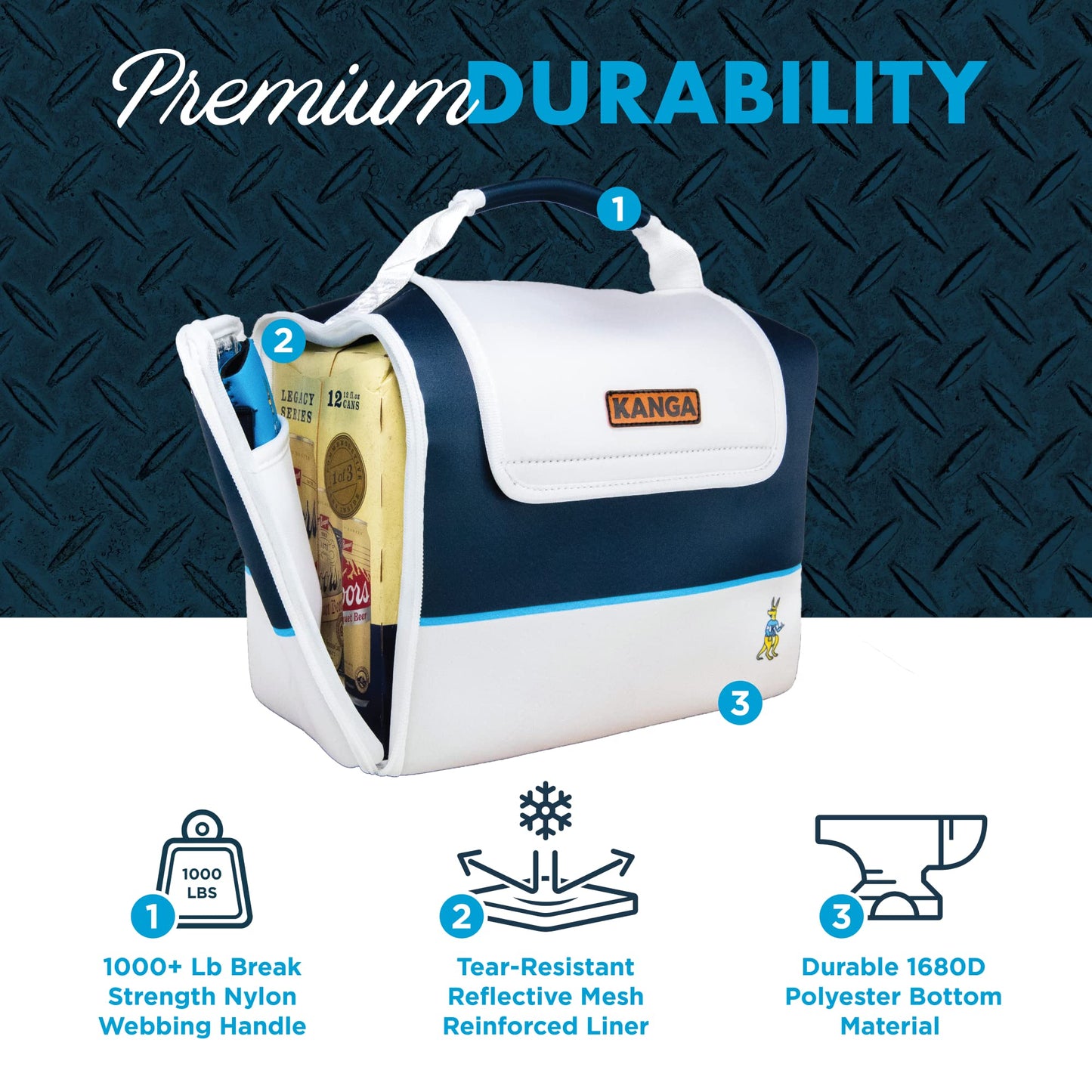 Kanga Insulated Cooler Bag - Soft Cooler Bag - Can Beer and Seltzer Drink Cooler - Insulated and Durability Tested - Kanga Kase Mate - 12 Pack Cooler - Neptune