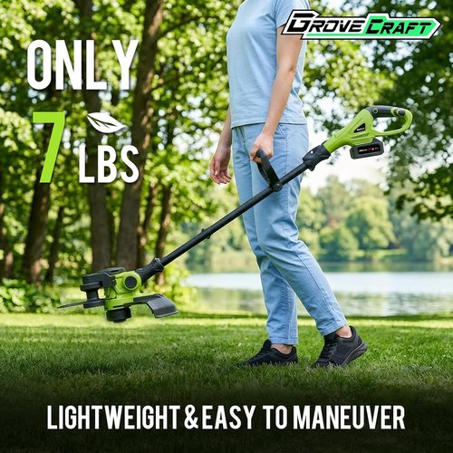 20V Cordless String Trimmer by [Brand Name] - 2x4Ah Battery Powered Grass Edger with Auto Line Feed & 8 Replacement Spools