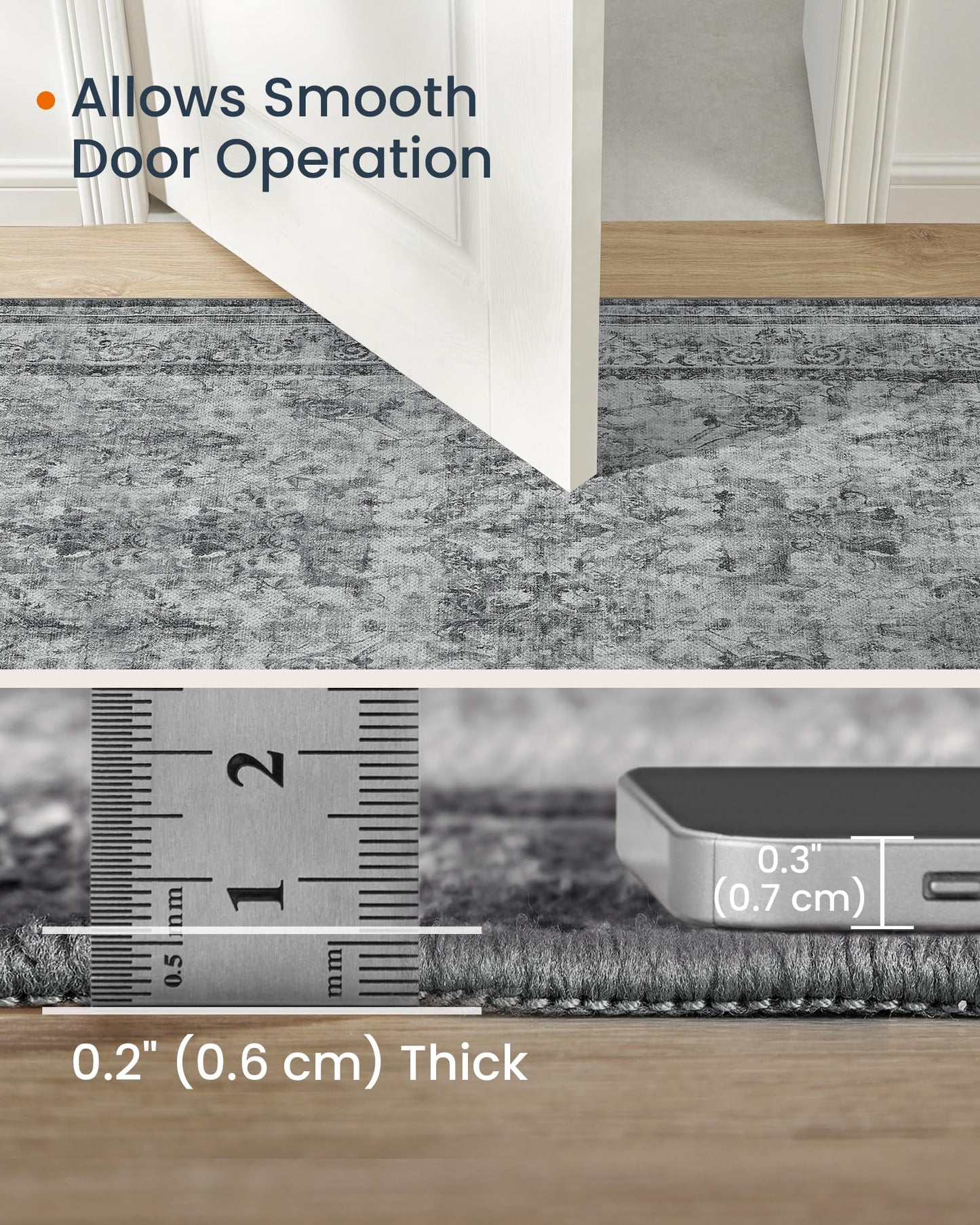 SONGMICS HOME Area Rug, 5x7 ft Living Room Rug, Non-Slip Carpet, Farmhouse Style Rug, Home Decor, for Bedroom, Kitchen, Entryway, Dining Room, Machine Washable, Dove Gray UTAR085G01