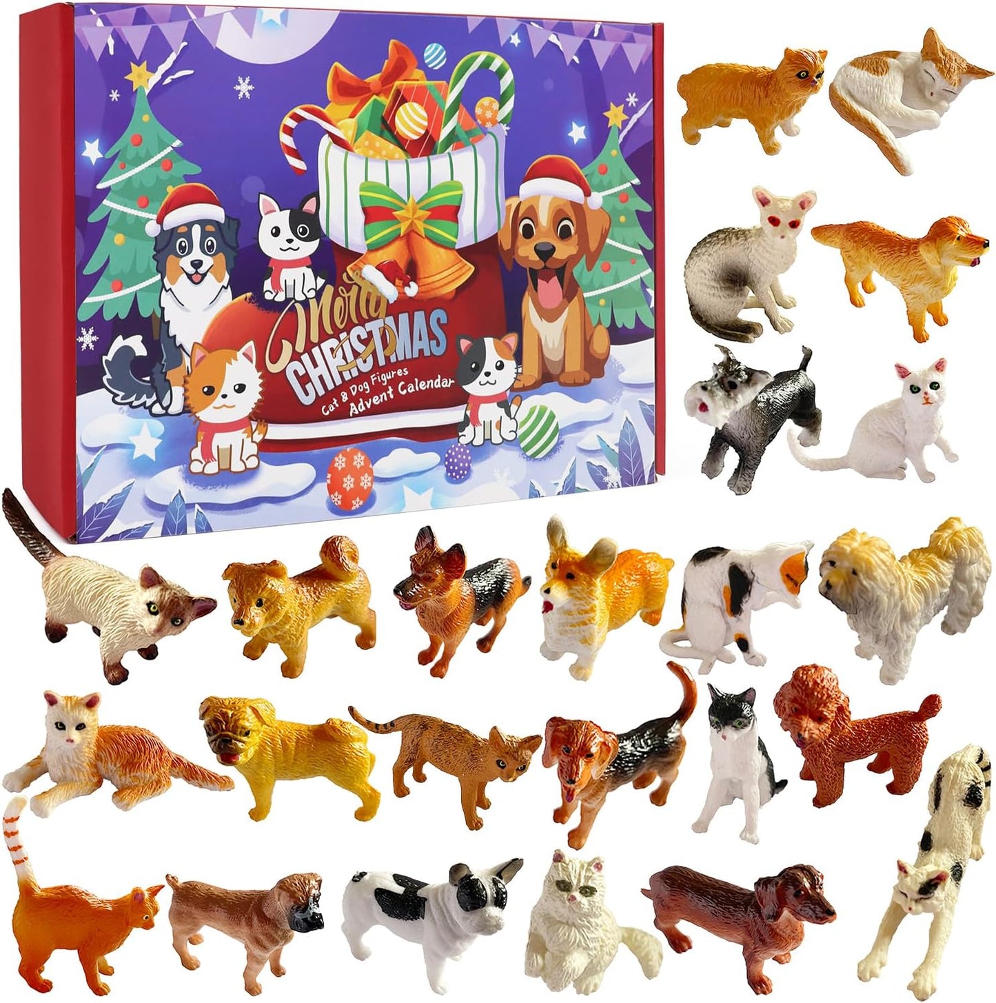 Skiennix Christmas Advent Calendar - 24 Animal Figurines for Kids & Adults | Holiday Countdown Decor