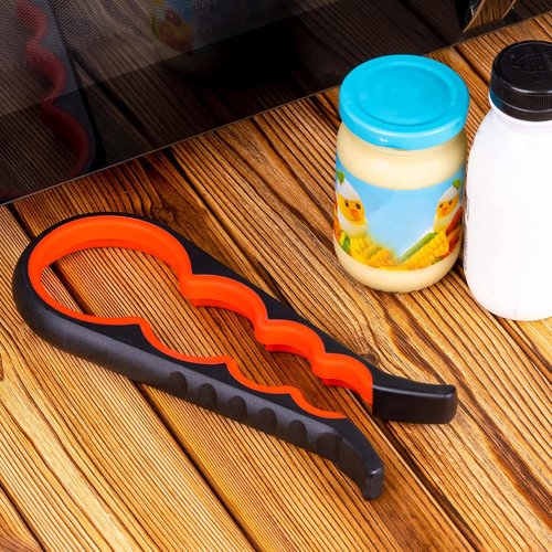 Bloss Jar Opener - 4-in-1 Multi-Function Non-Slip Tool for Weak Hands & Arthritis - Black/Red