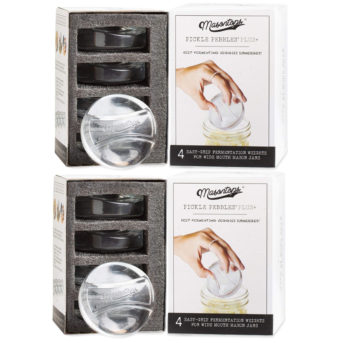 Masontops Pickle Pebble Glass Infinity Weights for Fermenting - Pickling Weight Set - Wide Mouth Mason Jar Fermentation