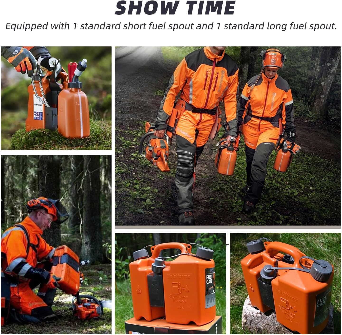 Skiennix Fuel Container - Spill-Proof Smart Control Spout with Bonus Extender | 5L + 2.5L Oil - Orange