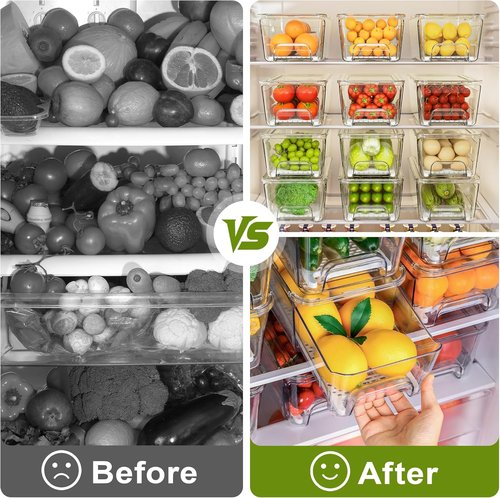 Imncya Stackable Fridge Organizer Drawers - Clear Storage for Fruits, Veggies & Food | 6 Pack