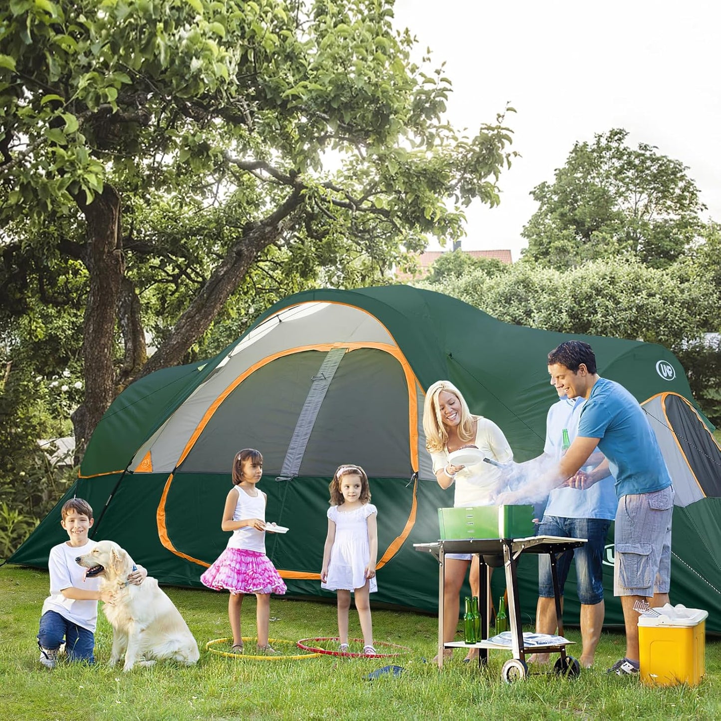 UNP Camping Tent - Spacious 10-Person Family Tent with 5 Large Mesh Windows | Waterproof & Weather Resistant, 18ft x 9ft x 78in
