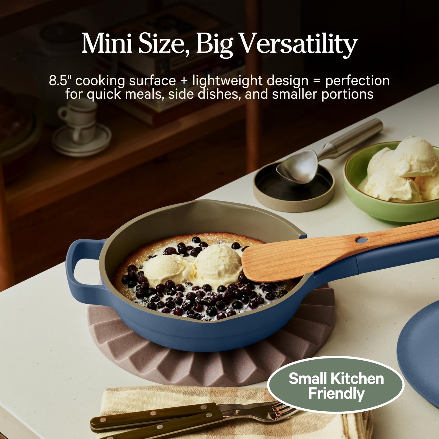 Our Place Mini Always Pan | 8.5" Ceramic Pan with Modular Lid & Beechwood Spatula | Patented 10-in-1 Nonstick, Non-Toxic Cookware Made Without PFAS | Induction & Oven-Safe up to 450°F | Lavender