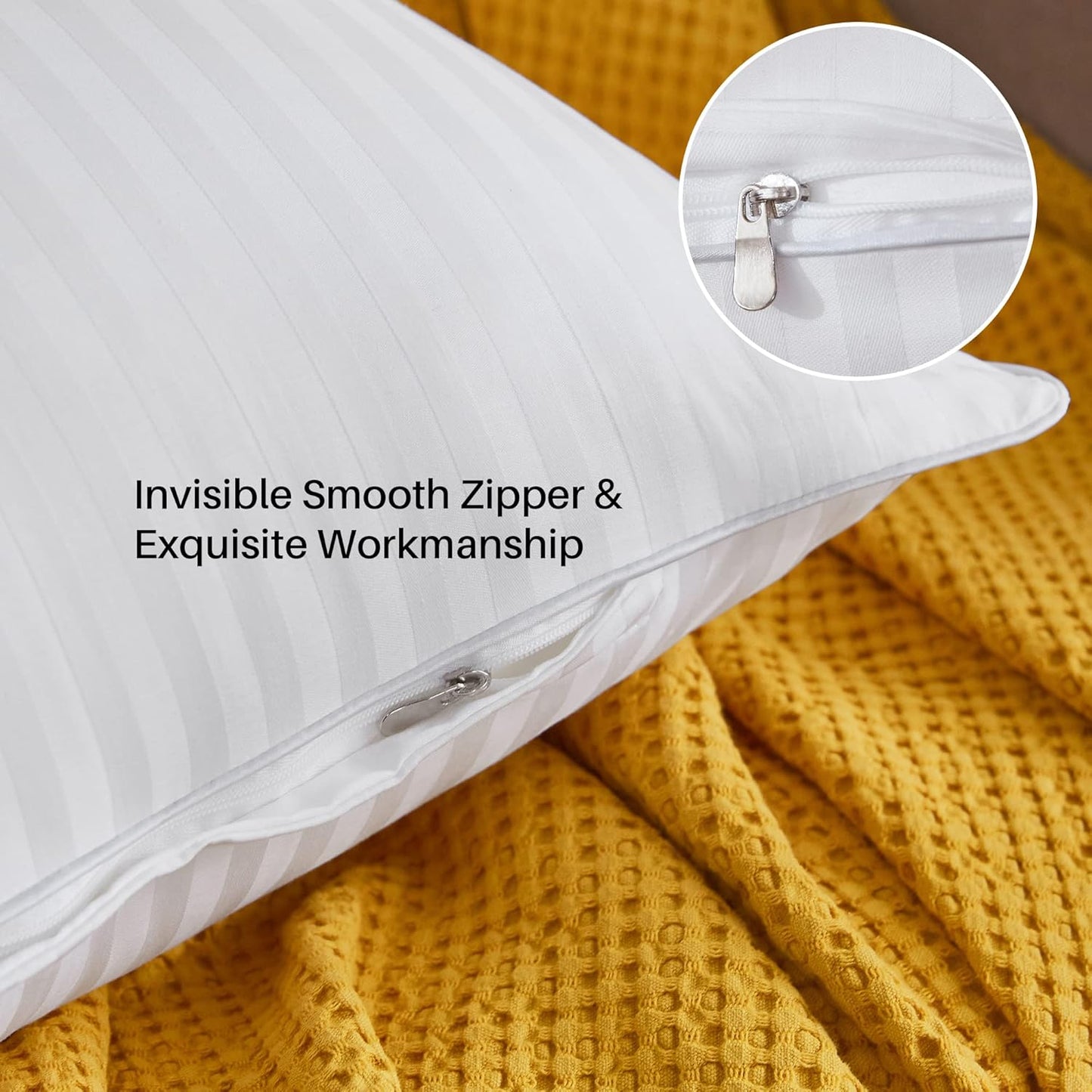 Oubonun Throw Pillow Inserts - Firm & Fluffy Decorative Cushions | 18 x 18 Inches, White, Pack of 2