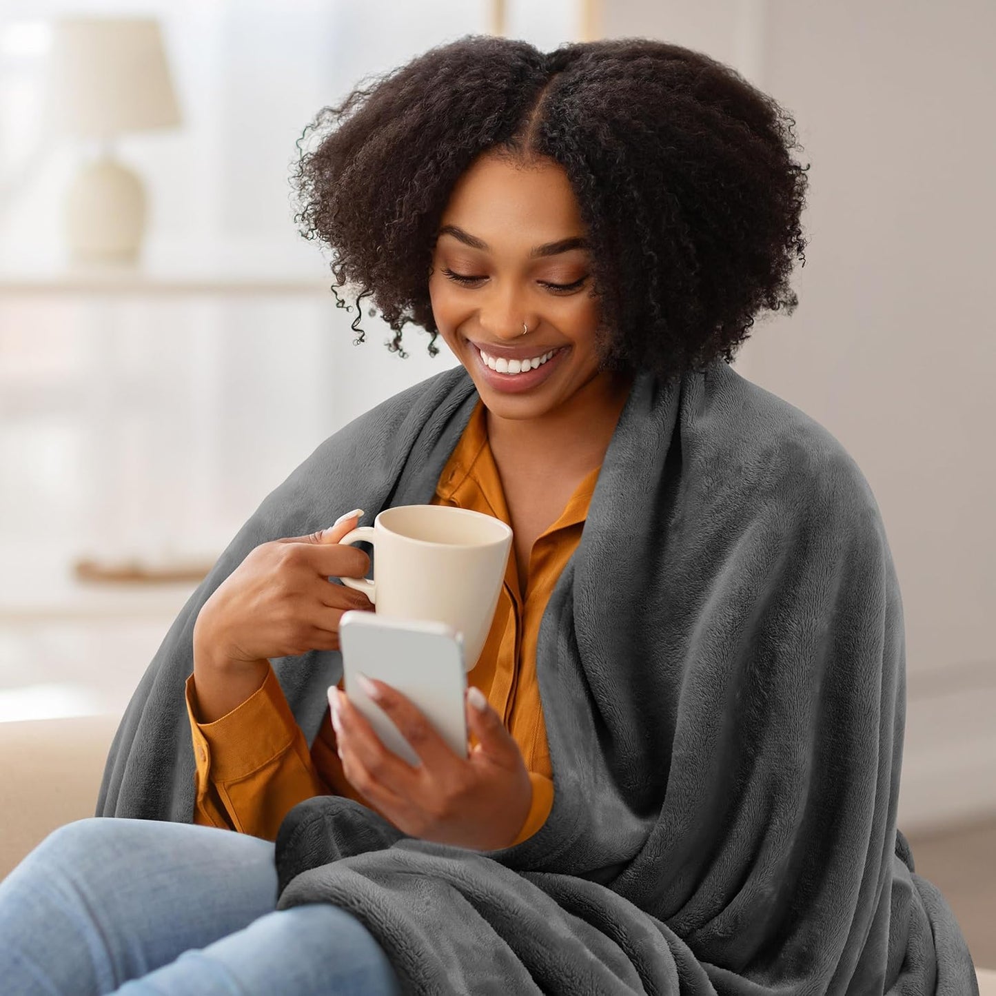 Utopia Bedding Fleece Blanket - Ultra Soft Grey Queen Size (90x90 Inches) | Lightweight & Cozy All-Season Home Decor Gift