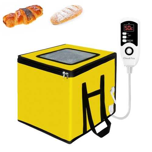 Dough Proofing Box Heater 100w,Sourdough Starter Warmer with NTC Sensor,20L Proofer Foldable Precise Control Temp & Time for Fermentation Sourdough,Yogurt,Natto,Yellow