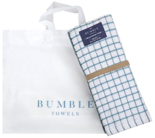 Bumble Kitchen Towels (6 Pack) | 16" x 28" | 100% Cotton Dish Towels for Kitchen | 380 GSM | Soft, Highly Absorbent & Durable Dish Towels with Hanging Loop | Aqua