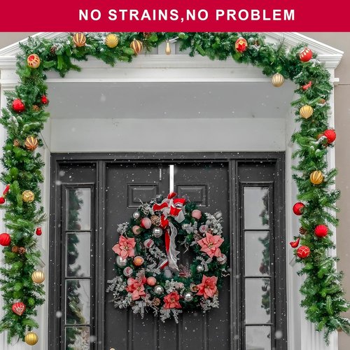 ESFUN Black Wreath Hanger - Durable Metal Over The Door Hook for Christmas Decor | 12 Inch, 2 Pack