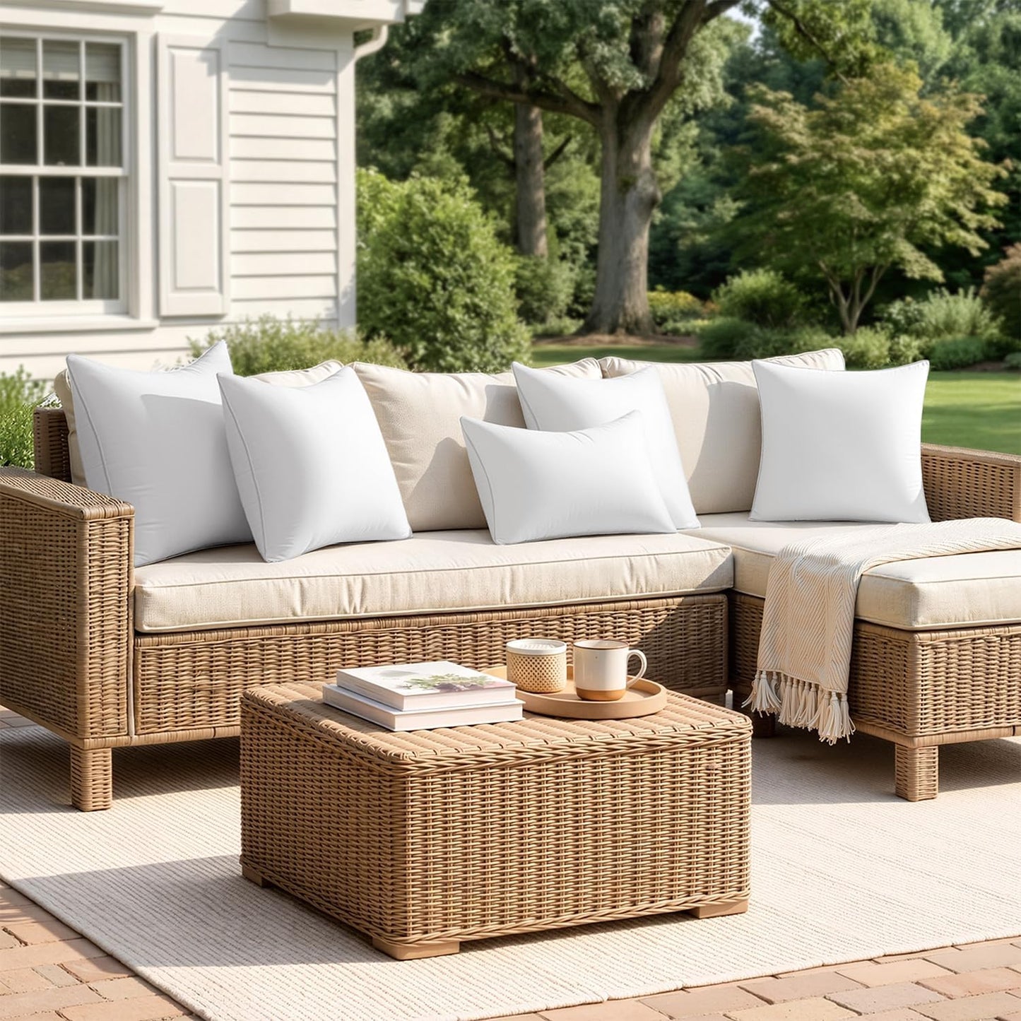 MIULEE Waterproof Outdoor Pillow Inserts - Pack of 2 Decorative 18x18 Square Cushions for Patio & Garden