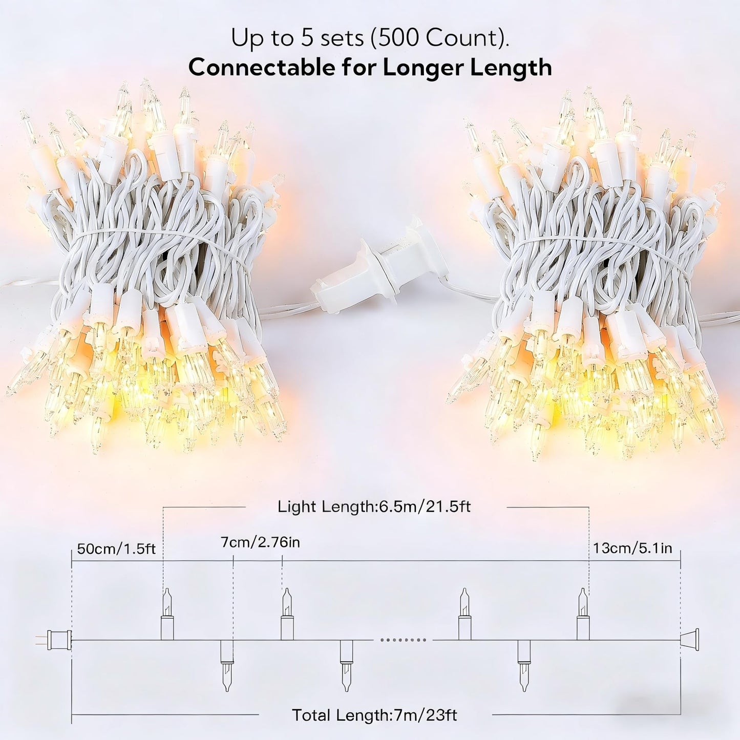 oopswow 100 Count Clear Christmas Lights White Wire,23Feet Incandescent Clear Mini Lights, Connectable Indoor Outdoor Christmas Tree String Lights, Birthday, Holiday, Party, Wedding, Xmas,Warm White