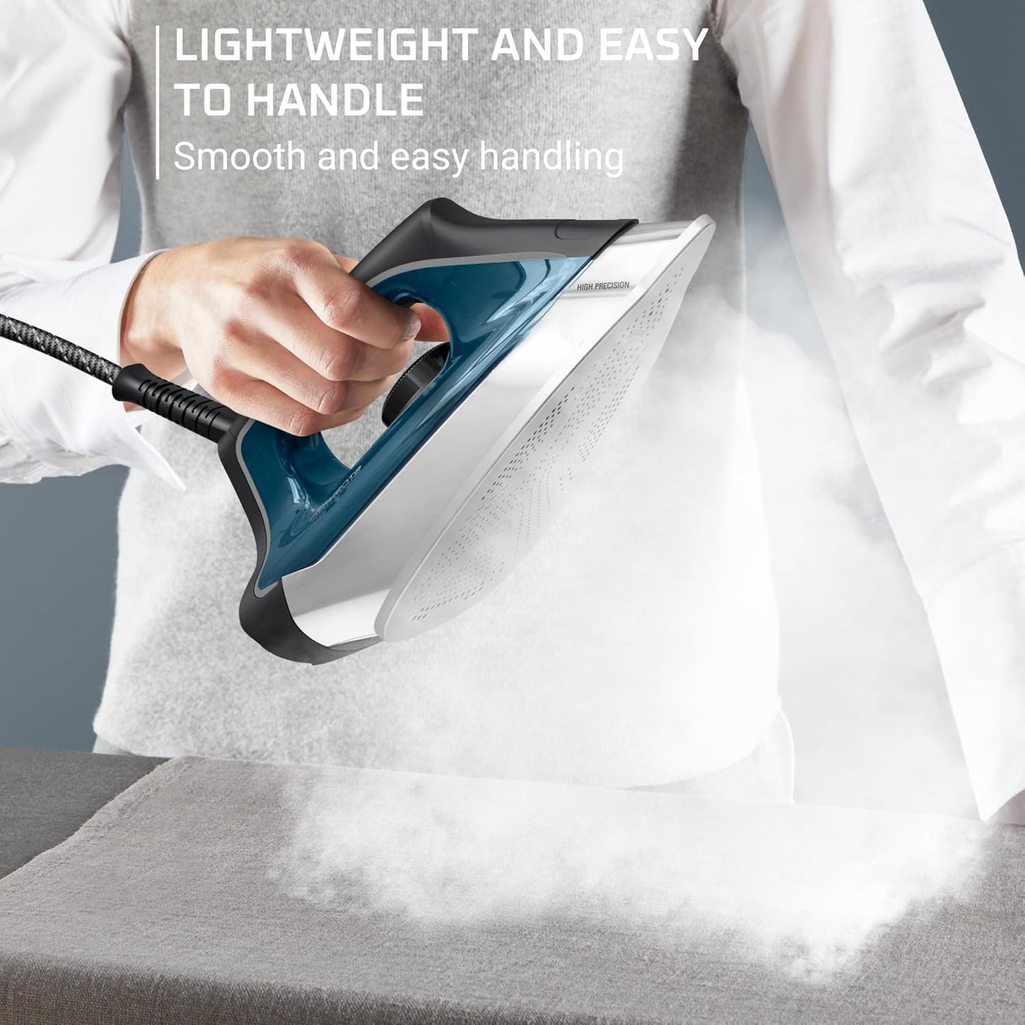 Rowenta Professional Iron Steamer - Fast Heat Up with 1.1L Removable Tank, Stainless Steel Soleplate, 1800 Watts, Blue