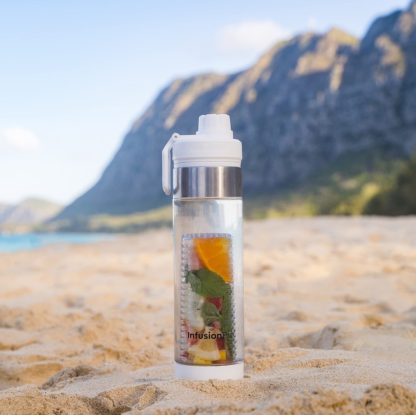 Infusion Pro 24 oz Fruit Infuser Water Bottle with Flavor Infuser and Flip Top Lid : Insulated Sleeve & Fruit Infused Water eBook : Bottom Loading Water Infuser for More Flavor : Unique Gift Idea
