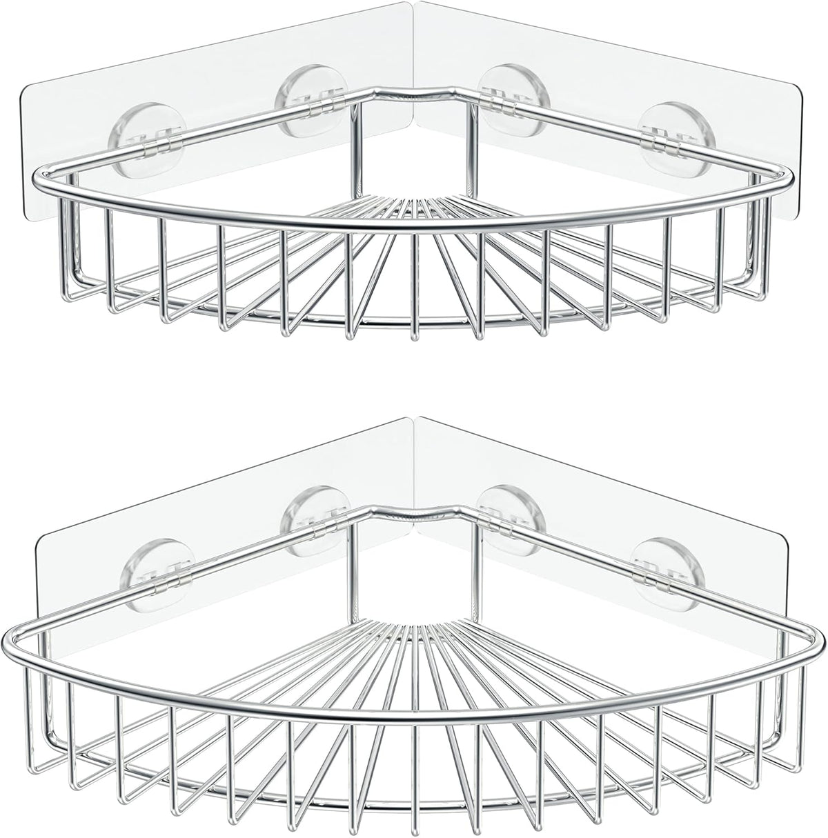 SMARTAKE Corner Shower Caddy - 2-Pack Wall Mounted Stainless Steel Storage Organizer | Silver
