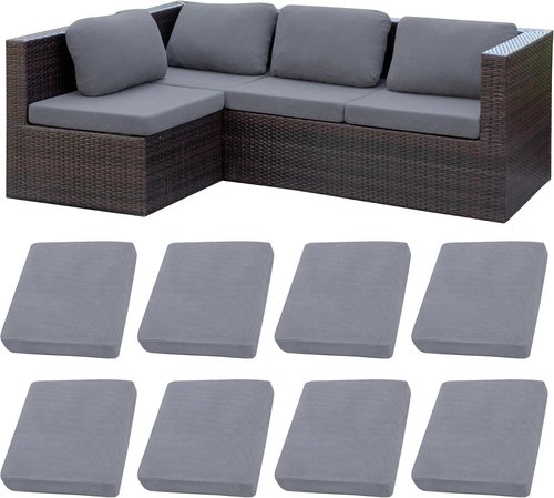 BIETYONE 8Pcs Stretch Patio Cushion Covers - Washable Outdoor Couch Slipcovers | Grey, Cover Only