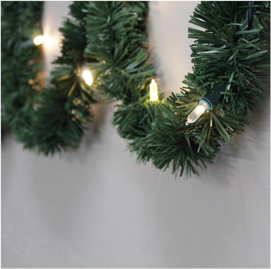 12-Foot Pre-Lit Christmas Garland with Multi-Colored Lights for Indoor/Outdoor Decor