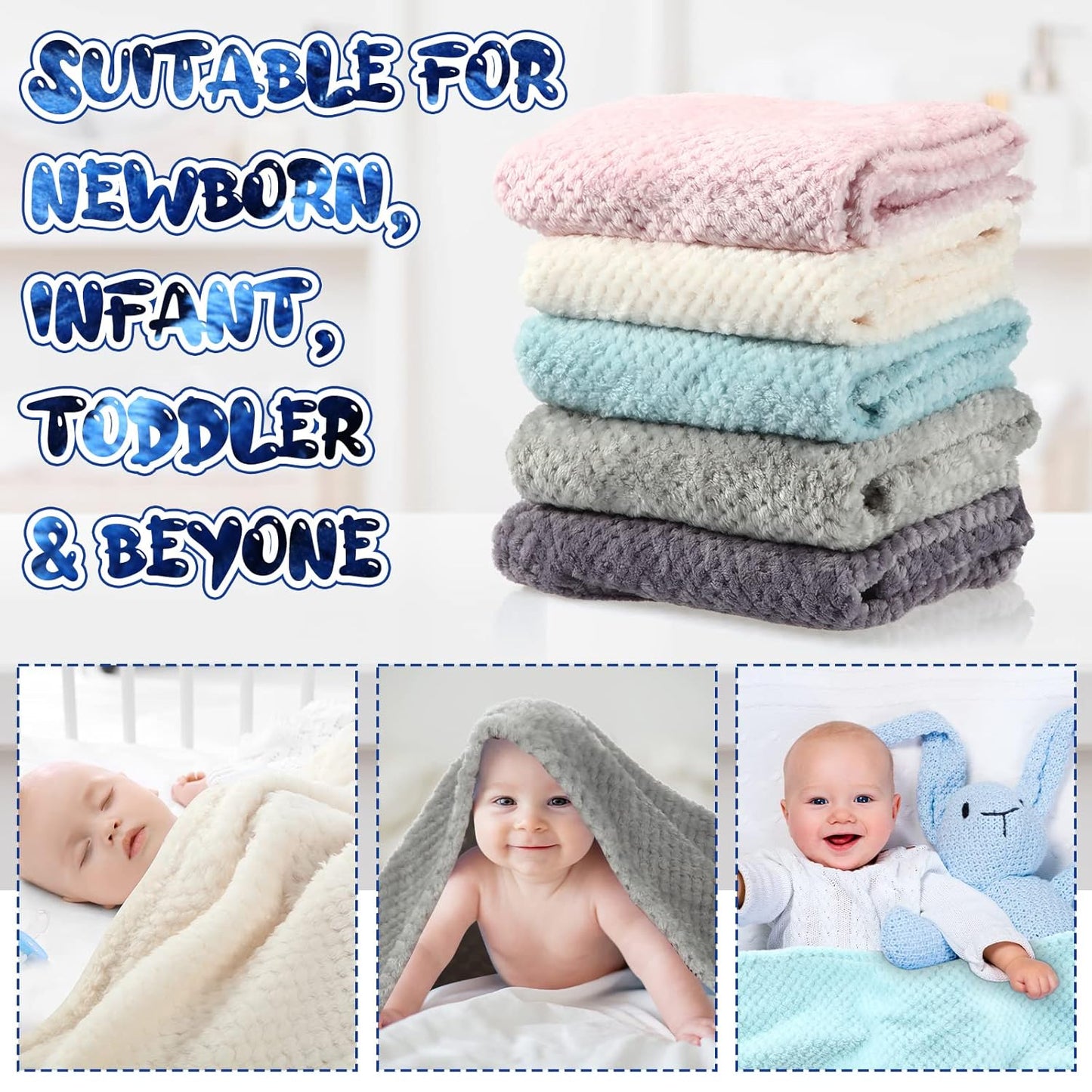 Peryiter Baby Fuzzy Blankets - Soft 30 x 40 Inch Toddler Throw Blankets for Crib & Stroller | Warm Infant Nursery Supplies