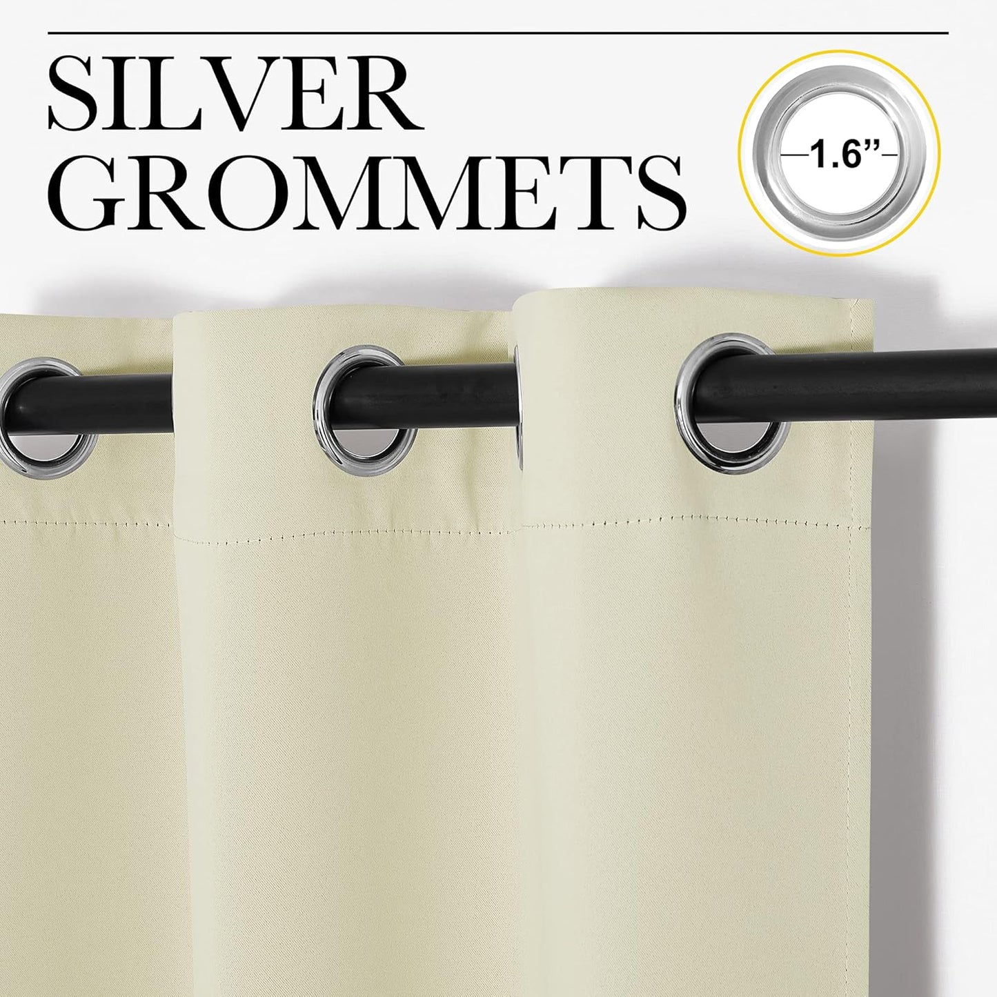 NICETOWN Room Darkening Curtain Panels - Thermal Insulated Grommet Drapes for Windows | Beige, 2 Panels, 55x68 Inches