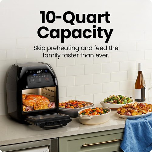 CHEFMAN Digital Air Fryer - Multifunctional 10L XL Capacity with 17 Touch Screen Presets | Black