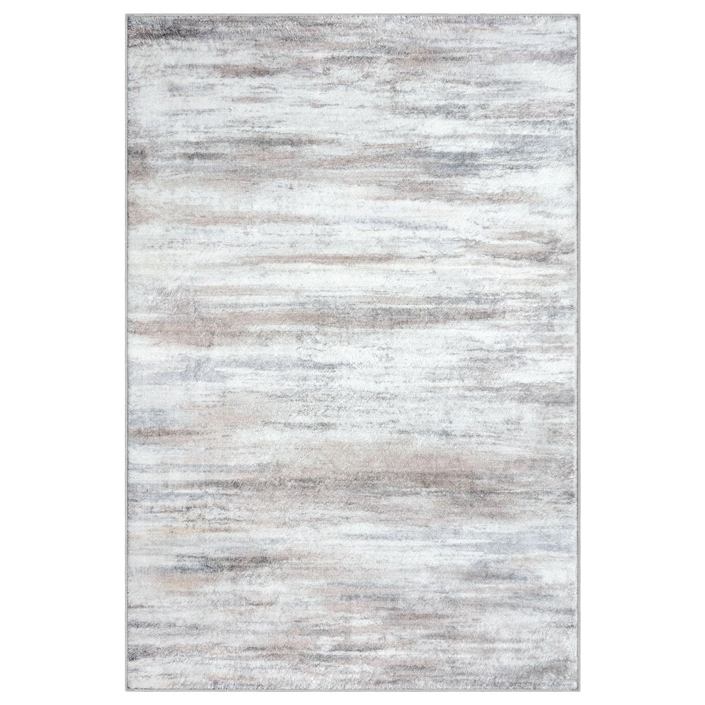 KOZYFLY 4x6 Area Rug Modern Ombre Bedroom Rug, Washable Non-Slip Soft Striped Living Room Rug, Print Distressed Grey-Blue Abstract Carpet for Laundry Nursery