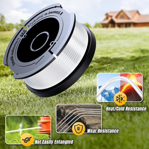 Black & Decker Weed Eater String - 10 Pack Autofeed Replacement Spools with Caps & Springs | 0.065" Trimmer Line