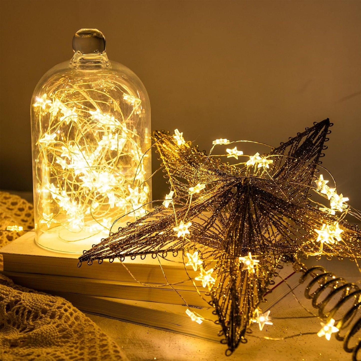Star String Lights - 40FT 120 LEDs Waterproof Fairy Lights | 8 Modes Remote for Indoor/Outdoor Decor, Warm White