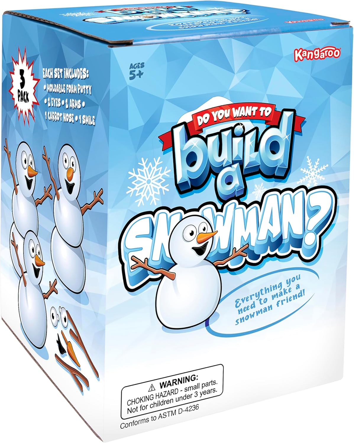 Kangaroo Build A Snowman Kit - 3 Pack Snowballs Toys for Kids | Winter Crafts & Outdoor Fun