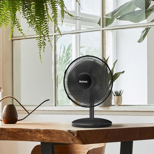Holmes 12 Inch Oscillating Table Fan - 3 Speed Settings | 75° Wide Angle & 15° Tilt - Quiet for Home & Office